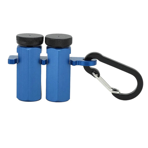 Precision Stair Gauge Knob And Framing Square Jig With Dead On Angle Cutting Guide For Pro Carpenter Marking in blue aluminum.