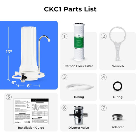 Countertop Drinking Water Filtration System With Carbon Block Filter 2.5 By 10 Inches Delivers Clean Water parts list