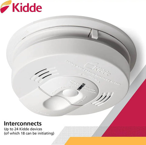 All-In-One Smoke And Carbon Monoxide Detector With Voice Alerts, Battery Backup, Hardwired 120V Interconnectable System, LED Indicator Lights, Easy Mounting, 4-Pack, Kidde unit