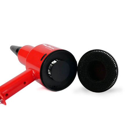 Portable Car Dryer Air Blower With Two Nozzles For Fast Touchless Drying And Cleaning, shown in red with detachable nozzle.