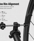 Slick Portable Bike Wheel Truing Stand showing fine rim alignment adjustment, precise clamps for MTB and road cycle tires.