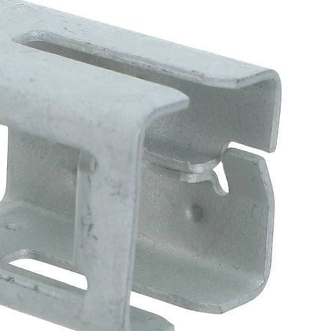 Close-up of a silver Rock Solid Spring Steel Solar Panel Mounting Clip, designed for secure rooftop installation.