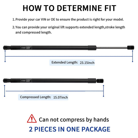Premium Heavy Duty Liftgate Struts For 2007 To 2014 Chevy Tahoe Yukon Suburban Escalade Smooth Gas Pressure trunk struts dimensions