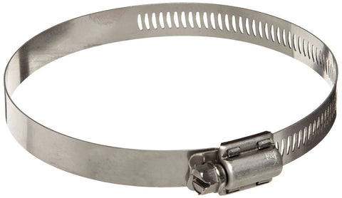 Hose clamp, stainless steel, 2-inch, side view with screw fastener