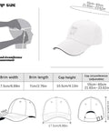 Size chart and dimensions for All Day Adjustable Golf Hat For Men And Women, Breathable Unisex Cap with buckle adjustment view.