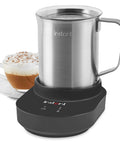 Nine Function Electric Milk Steamer And Frother With 17oz Stainless Pitcher For Lattes Cappuccinos And Macchiatos next to cappuccino