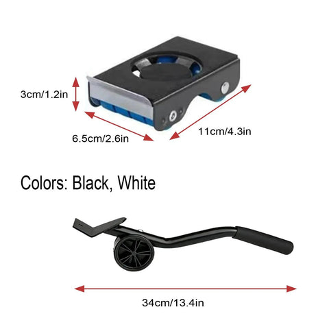Heavy Equipment Rollers With Dependable Brakes And Non Slip Plastic Casters, compact dimensions shown with black color option.