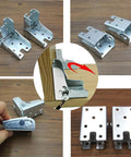 Heavy Duty Self Locking Folding Table Leg Hinges And Cold Rolled Steel Angle Braces For Sofa Beds Locks Solid At Ninety Degrees Table Supports Four Pair Set showing four brackets from different angles.