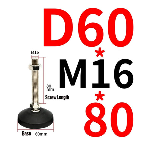 Heavy Duty Leveling Feet 2 Pack With 60mm Base Adjustable Furniture Legs M16 80mm Screw Length