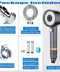 High Pressure Handheld Shower Head With Pause Switch 4 Spray Modes Rain Massage Mist Power Wash Filtration Showerhead With 79 Inch Hose Adhesive Wall Mount Bracket And Replacement Filter Gray with included accessories