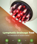 Chill Out Lymphatic Drainage Massager And Handheld Body Sculpting Machine in use showing red light therapy on skin