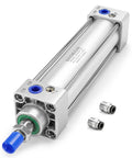 40mm Bore 125mm Stroke Pneumatic Air Cylinder Double Acting Single Rod Built Tough With One Quarter Inch Port M12x1.25 Threaded Rod Aluminum Alloy Body Includes Two Push In Fittings