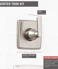 Ashlyn 3-Function Shower Diverter Trim Kit for 3 Way Shower With Brushed Nickel Finish, Diverter Valve Trim, Model T11864-SS