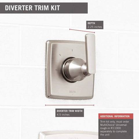 Ashlyn 3-Function Shower Diverter Trim Kit for 3 Way Shower With Brushed Nickel Finish, Diverter Valve Trim, Model T11864-SS