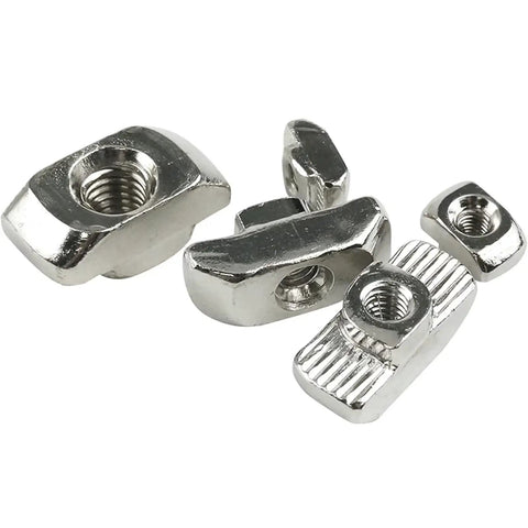 Durable Heavy Duty 50 Pack M6 T Nuts Hammer Head T Slot Nuts Drop In Nickel Plated Carbon Steel For European Aluminum Profiles 10mm Slot 4545 Series Pro Grade Assortment Kit