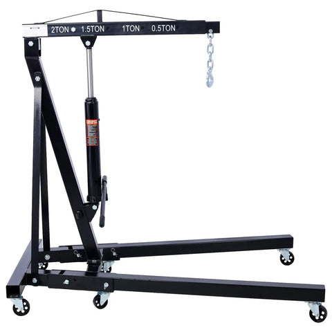 Heavy Duty 2 Ton Folding Engine Hoist Shop Crane With Hydraulic Pump And Six Swivel Casters For No Sweat Home Garage Lifts.