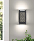 Glass Bubble LED Wall Sconce For Indoor Outdoor Use With Matte Black Finish And Essence Bubble Glass And Rectangular Crystal Accent, Dimmable 22W 4000K Natural Light, Lit Ambience, ETL Rated, Easy Install mounted on wall