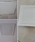 Heavy Duty Metal Access Panel Service Door For Drywall Electrical And Hvac Ducts Recessed Attic Wall Cover shown in various angles.