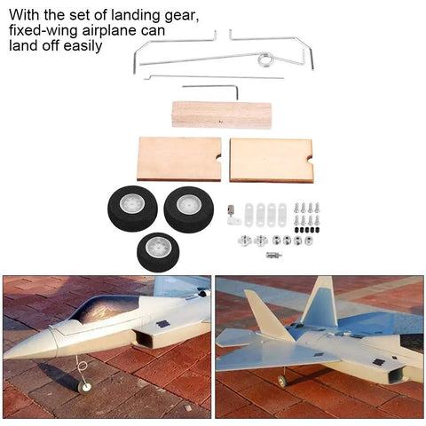 Durable Aircraft Wheel Kit With Lightweight Design And Dope Look For DIY Fixed Wing RC Planes Beginner Friendly Landing Gear With Easy Install And Low Assembly Burden kit components and RC plane model.