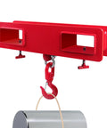 Heavy Duty Forklift Lifting Hook With 4400 Lbs Capacity, Swivel 360 Degree Rotation, Security Latch, Dual Large T Screws, Red Mobile Crane Style Hoist Hook, Easy Slide On Pallet Forks, Ideal For Warehouse Hoisting And Load Handling on pallet forks with suspended load