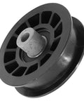 Replacement Flat Idler Pulley For Dixon Lawn Garden Tractor Fits Models D15Kh30 D17K38 D17Kh42 D19Kh42 D20Kh42 D21Kh46, black plastic construction.