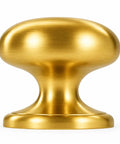Brushed Satin Gold Wide Base Bifold Closet Door Knobs 4 Pack With Golden Round Cabinet Wardrobe Drawer Pull Knobs Dresser One And A Half Inch Brass Handles Easy Install.