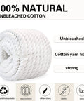 1 Inch White Cotton Rope 100 Feet Triple Stranded Natural Twisted Cord For Landscaping Railings Climbing Decor DIY Projects