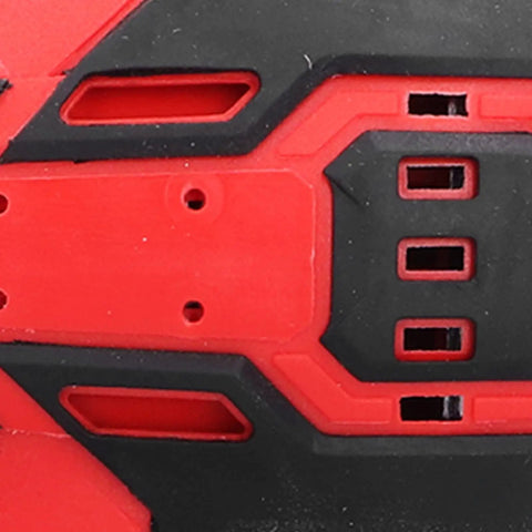 Close-up of Ftovgue Brushless Impact Wrench Cordless High Torque 250Nm Electric Driver housing showing red and black design.