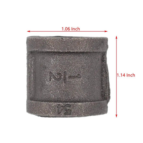 Single black malleable iron 1/2 inch pipe coupling from 10 Pack Black Malleable Iron Pipe Fittings One Half Inch Couplings For DIY