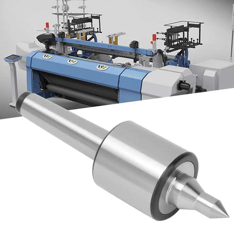 Triple Bearing Live Center For Metal Lathe Turning With 0.0002 Inch Precision shown in front of industrial equipment