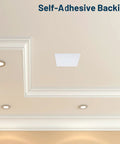 Top Shelf Six Pack White Ceiling Cover Plates 12 Inch Wall Hole Covers Featuring Rock Solid Double Sided Adhesive Strips on ceiling