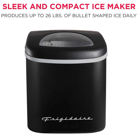 Go To Compact Countertop Ice Maker With 26 Lb Per Day Capacity, Black Finish, Large See Through Window, 105W Power