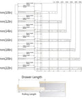 Technical drawing of Rock Solid Heavy Duty Drawer Slide Rails For Wooden Cabinets And Dressers with sizes and dimensions.
