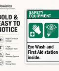 Eye Wash First Aid Sign Aluminum 12x8 Inches For Worksite Safety Notice With Green And White Design, Bold Black Text