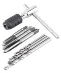 Tap Wrench And Drill Bit Set 9 Piece T Shaped Kit With 4 Taps And 4 Drill Bits Imperial Tools Threading Kit For Metalworking