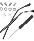 Glasses Arm Replacement Kit 1 Pair Temple Arms For Eyeglasses Handy Comfortable Lightweight Eyewear Accessory Easy Install For Quick Repairs Fits Most Frames, includes screwdriver and screws, black color.