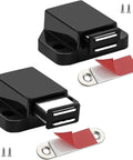 2 Pack Magnetic Push To Open Cabinet Hardware For Hidden Doors And Drawers, black touch release latches, screws included
