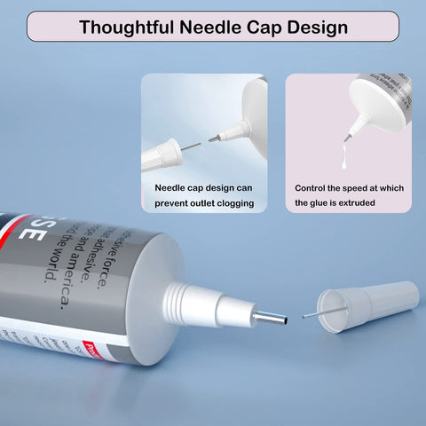 Close-up of the needle cap design on Clear Jewelry Glue For Rhinestones And Craft Projects, 50ml bottle, for precise application.