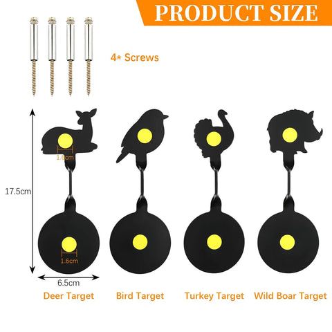 Dope Four Piece Steel Spinning Targets For BB Guns And Air Rifles Auto Reset Animal Silhouette Set with Deer Bird Turkey Boar