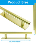 Dimensions of 8 Pack Self Stick Push Pull Cabinet Handles Easy Peel And Stick No Drill in gold finish, size 5.24x1.3 inches