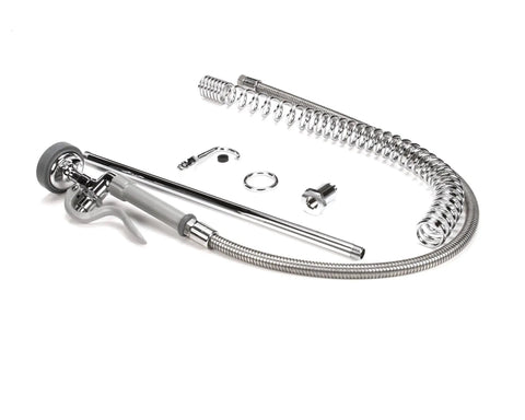 B 0133 LB Pre Rinse Spring Action With Riser Hose And Spray Valve For Busy Commercial Kitchens And Food Service Stations Durable OEM Replacement Part For Reliable Performance And Easy Installation, chrome hose and spray valve