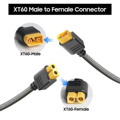 XT60 Male To XT60 Female Extension Cable 10 Ft 3 M Charging Cable For Solar Generators, Drones, RC Batteries, RVs, Boats, RC Cars