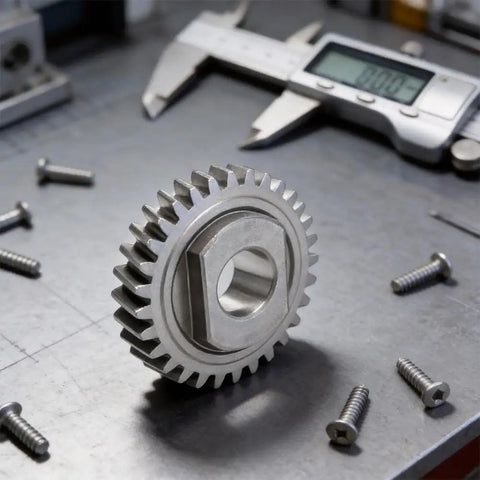 OEM Worm Gear Replacement Part For 5 To 6 Quart Stand Mixers, Compatible With 9706529, 1094120, 9703543 And Other OEM Standards, Beefy Metal Construction For A Fast, No Fuss Fit And Reliable Performance. metal worm gear for 5-6 quart stand mixer on workbench