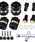 Brass Extended Wheel Hubs And 7Mm Hex Spacers Set For Axial SCX24 1 24 RC Crawler Upgrades Dope Quality With Locknuts And Wrench Tool 4 Piece Kit