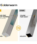 Comparison of Six Pack Gold Cabinet Handles And Drawer Pulls Set showing solid zinc alloy vs hollow fading material