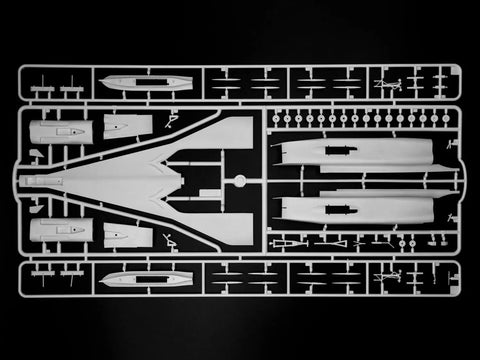 Tu-144 Supersonic Jet Building Kit plastic sprues with optional canards and droop snoot, 1/144 scale parts layout