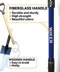 Comparison of a blue drain spade shovel with fiberglass handle and wooden handle. Drain Spade Shovel With Fiberglass Handle Narrow Head Sharp Shooter Shovel For Precise Digging And Planting Heavy Duty 45 Inch Blue Shovel For Transplanting Trenching And Yard Work