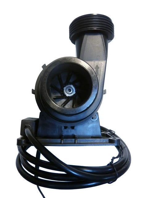 Rugged 1 1 2 Inch Buttress Thread Circulation Spa Pump 230 Volt Black Housing with power cord and inlet.