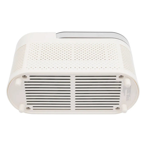 Fast Freeze Mini Countertop Ice Maker Features A Clear Viewing Lid While You Watch Crisp White Cubes Drop Right Out Compact Portable Cube Generator back view showing ventilation grilles and white housing.