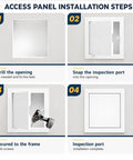 Access panel installation steps for Heavy Duty Aluminum Flush Mount Access Panel, Slick Push To Open Ceiling And Wall Hatch For Drywall.